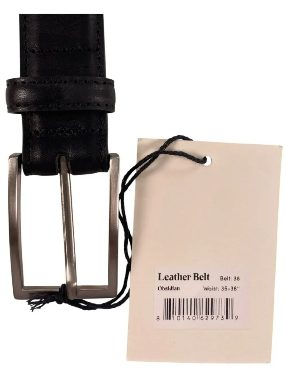 Amberjack Obsidian Leather Belt With Zamak Buckle Size 38 Waist 35-36